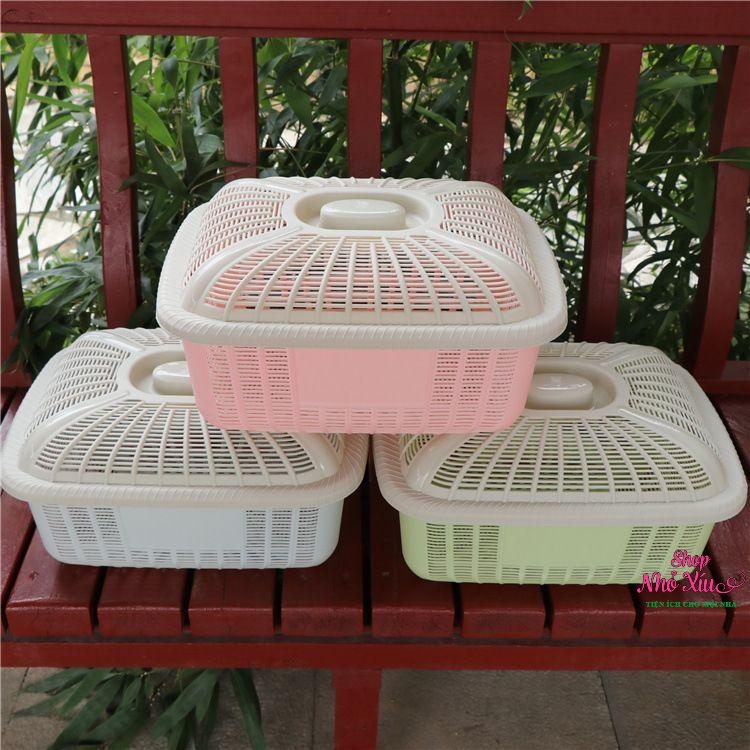 Rổ vuông có nắp nhựa Việt Nhật cao cấp