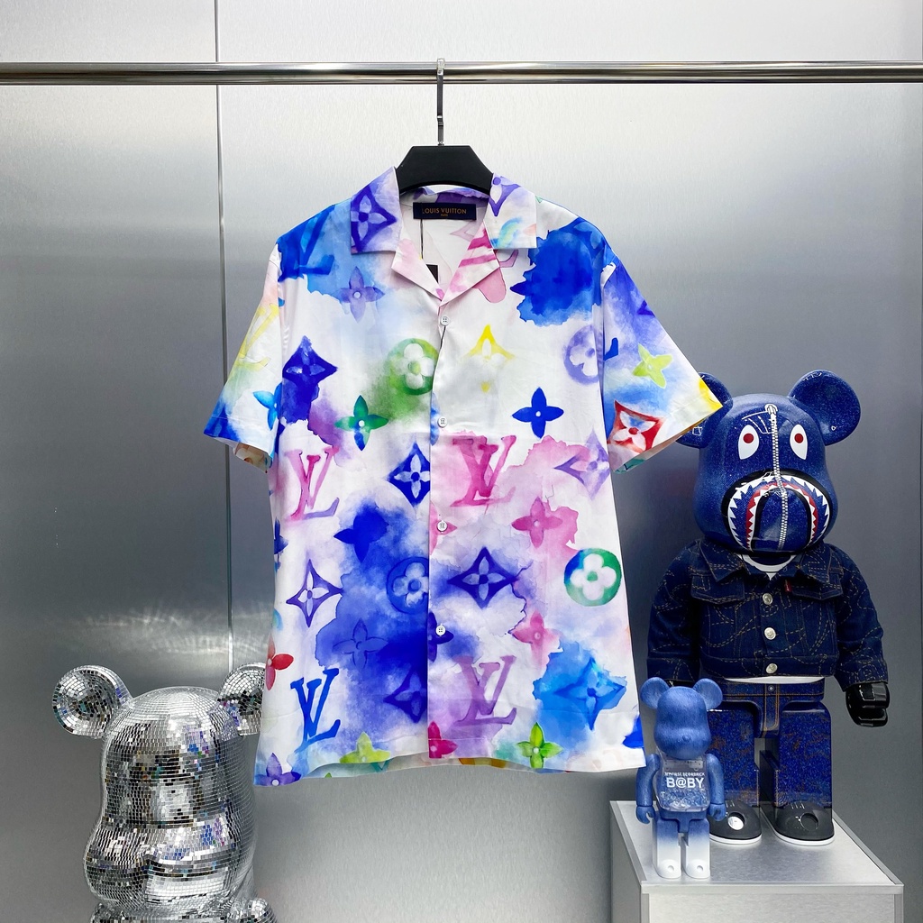 Áo sơ mi cộc tay LV logo 7 màu SIZE S-XL