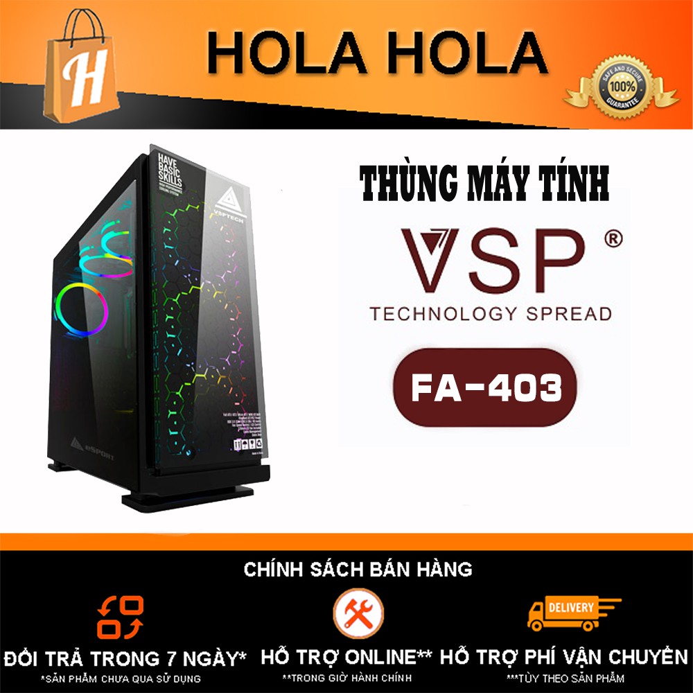 Thùng Máy Tính Case VSP Gaming FA403 Kính Cường Lực (Chưa Bao Gồm Fan) (KHT)