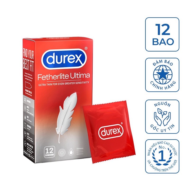 12 Bao cao Su Siêu Mỏng Durex Fetherlite Ultima chính hãng