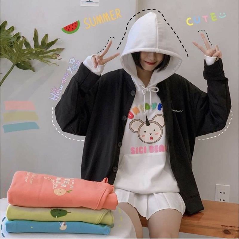 Áo hoodie Sici Bear Unisex Form Rộng phong cách Ulzzang