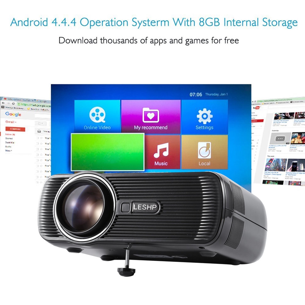 【Promotion】Portable LED Projector Wifi 1200 Lumens 800*480 Resolution Home Cinema BL-80