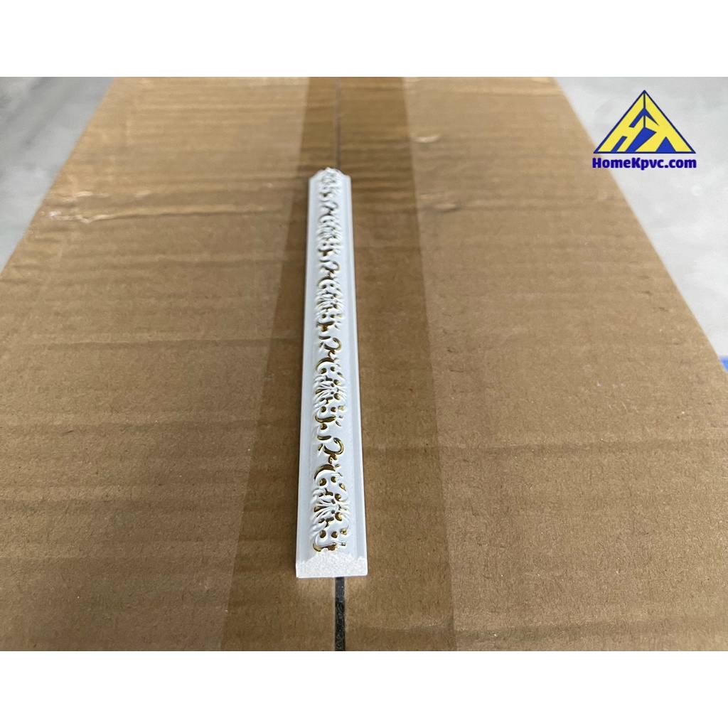 Phào Chỉ Trang Trí Tường Nhựa PS Bản 1,6cm Hoa Văn Nhũ Vàng