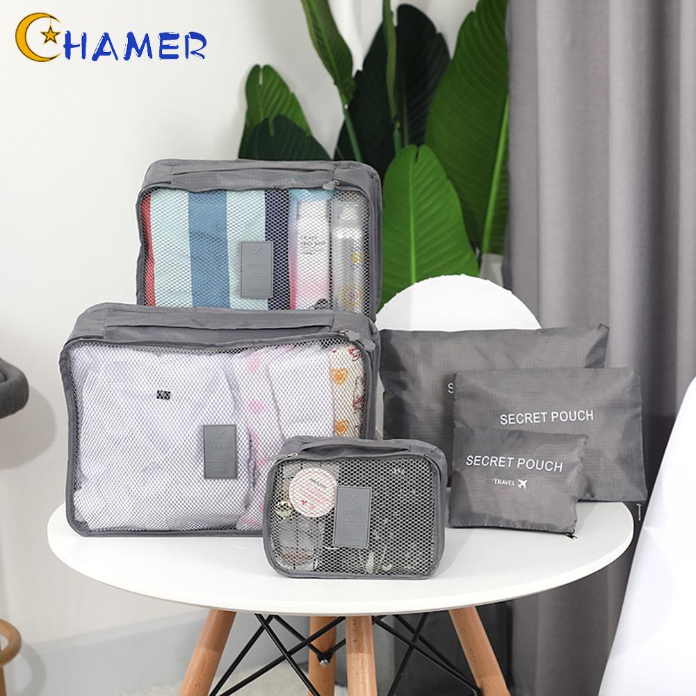 CHAMER- ~6 X Packing Cubes Travel Pouches Luggage Organiser-Clothes Suitcase Storage Bag