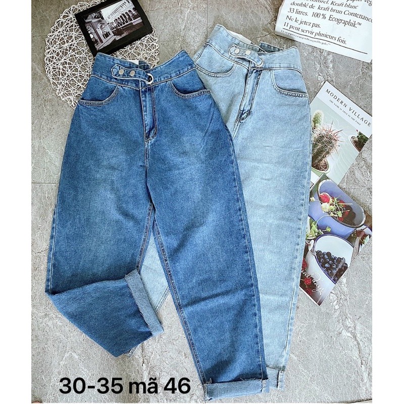 Quần jean baggy nữ MS46 ✈️ FREESHIP ✈️ Quần jean baggy nữ lưng cao size đại lưng kiểu hàng VNXK bigsize - 2KJean