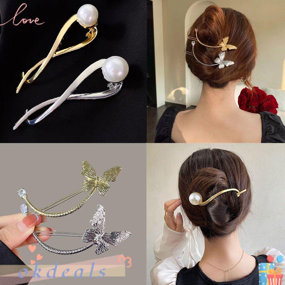 Bộ 2 Kẹp Tóc Kim Loại Đính Ngọc Trai Giả Thanh Lịch Cho Nữ