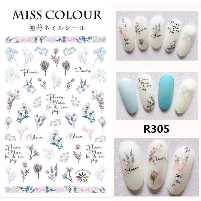 Nail Sticker Hoa Lá Cành Mẫu Mới - Lẻ 1 Tấm