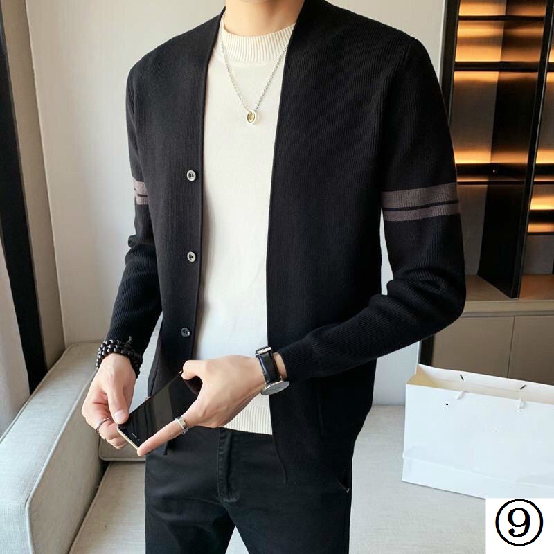 Áo Khoác Cardigan Dệt Kim Dáng Ôm Phong Cách Hàn Quốc Thời Trang Mùa Thu 2022 Mới Cho Nam