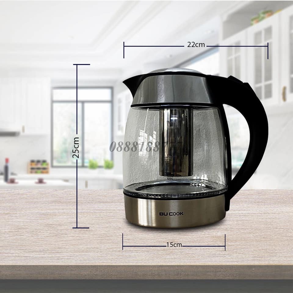 Ấm Siêu Tốc, Bình Siêu Tốc Thủy Tinh Cao Cấp BUCOOK BNP0521 1.8L