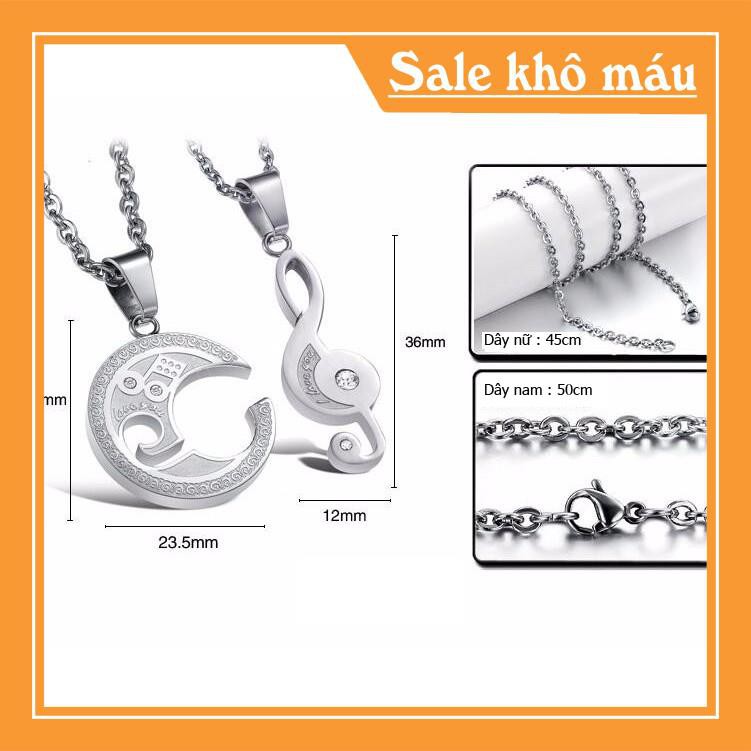 [ Siêu SALE ] Dây chuyền cặp đôi tình nhân inox vòng tròn lồng nốt nhạc đẹp giá rẻ