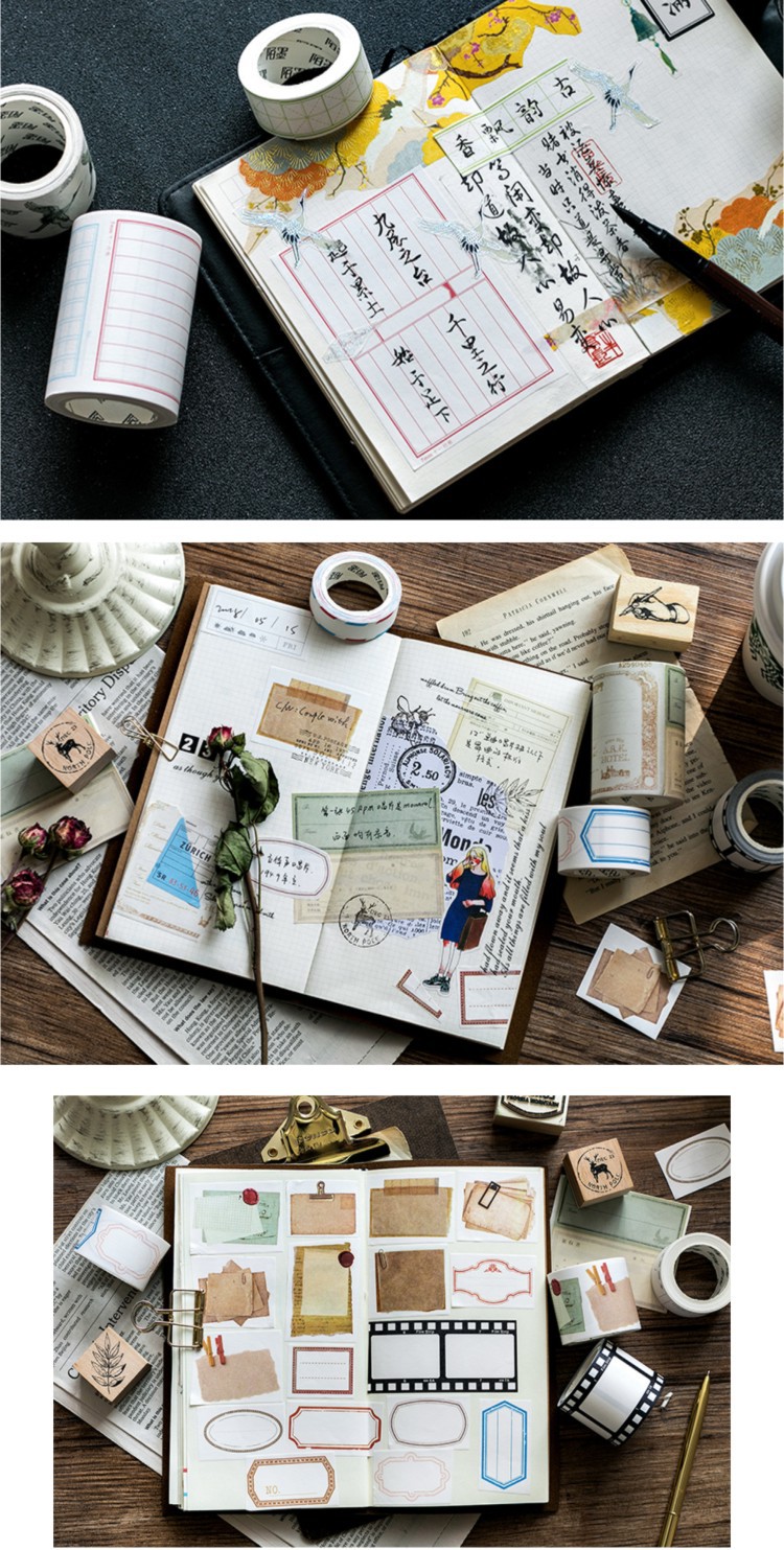 DecorMe Washi caro ticket phong cách vintage cuộn 5 mét trang trí sổ bullet journal