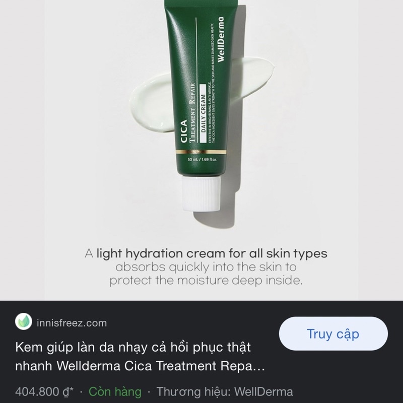 Kem dưỡng phục hồi làm dịu da B5 Cica Treatment Repair Daily Cream Wellderma Hàn Quốc