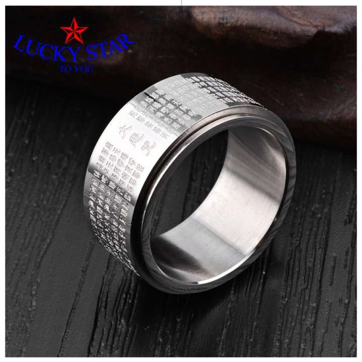 Nhẫn Chú Đại Bi xoay may mắn nam nữ đeo mãi mãi không đen, không gỉ sét