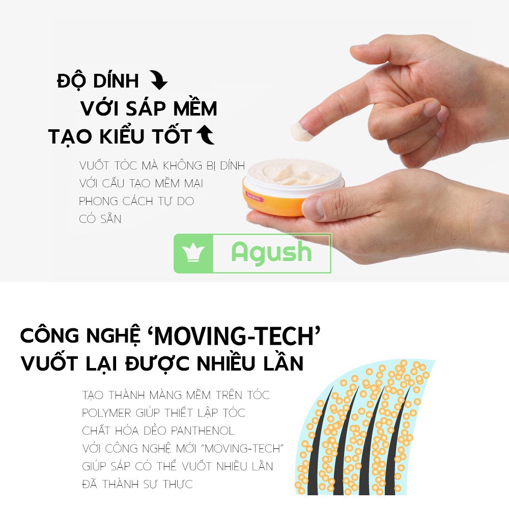 Sáp vuốt tóc nam cao cấp Gatsby Moving Rubber Loose Shuffle màu cam 80G bóng vừa rất cứng giữ nếp lâu thơm mùi trái cây