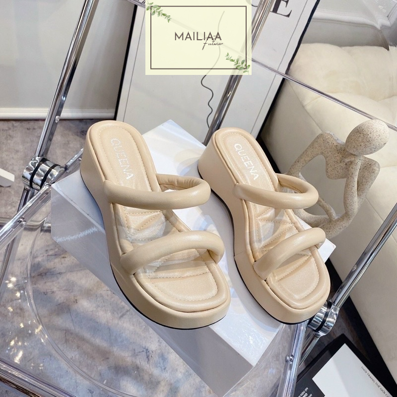 Dép đế xuồng 6 phân MAILIAA 2 quai tròn đế queena