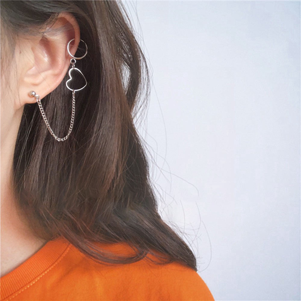 1 Khuyên Tai Hình Trái Tim Phong Cách Hàn Quốc Cho Nữ