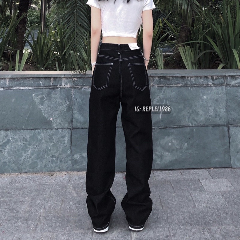 [ẢNH THẬT ĐỘC QUYỀN REPLEI1986] Quần jeans suông đen 230 | BigBuy360 - bigbuy360.vn