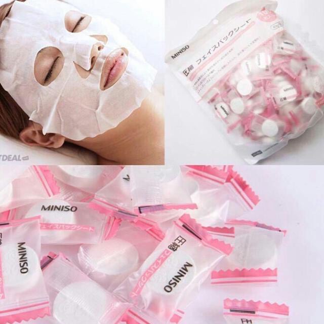 [LẺ 10 VIÊN] Mặt nạ nén giấy Miniso dùng làm mặt nạ dưỡng da, cấp ẩm - ROXI Beauty
