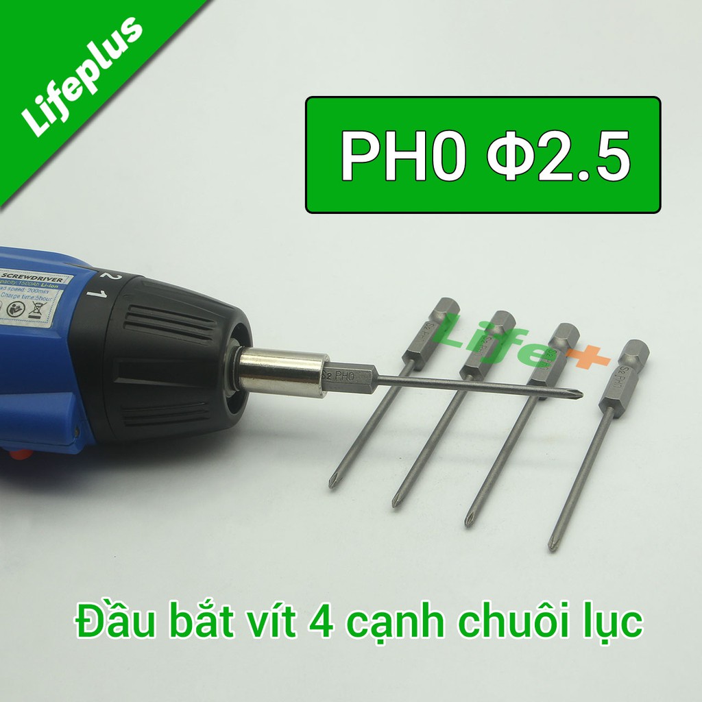 Đầu bắt vít 4 cạnh PH0 chuôi lục