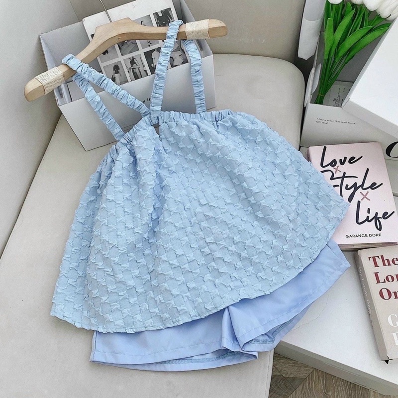 Set bộ 2 dây vải thun xốp, dáng baby doll cực xinh xắn- TD Teenshop