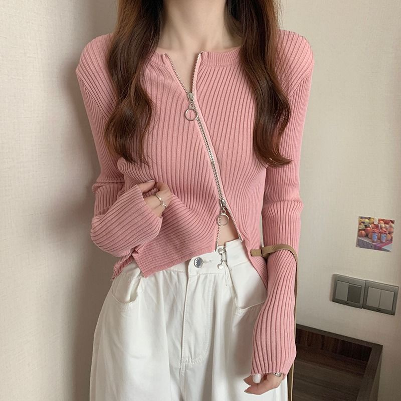 Áo cardigan Dệt Kim Tay Dài Dáng Ôm Có Khóa Kéo Thời Trang Cho Nữ NZ-MY-01