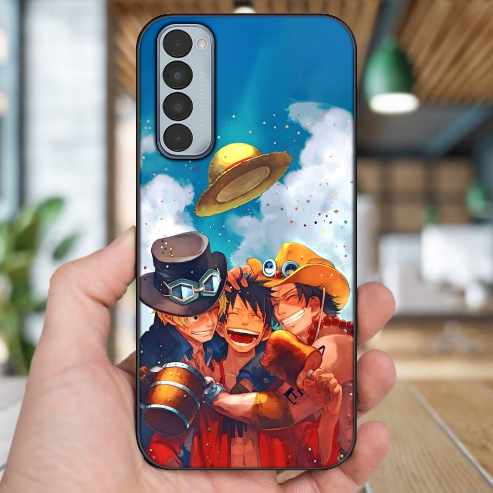Ốp lưng Oppo Reno 4 Pro viền đen in hình Ace One Piece