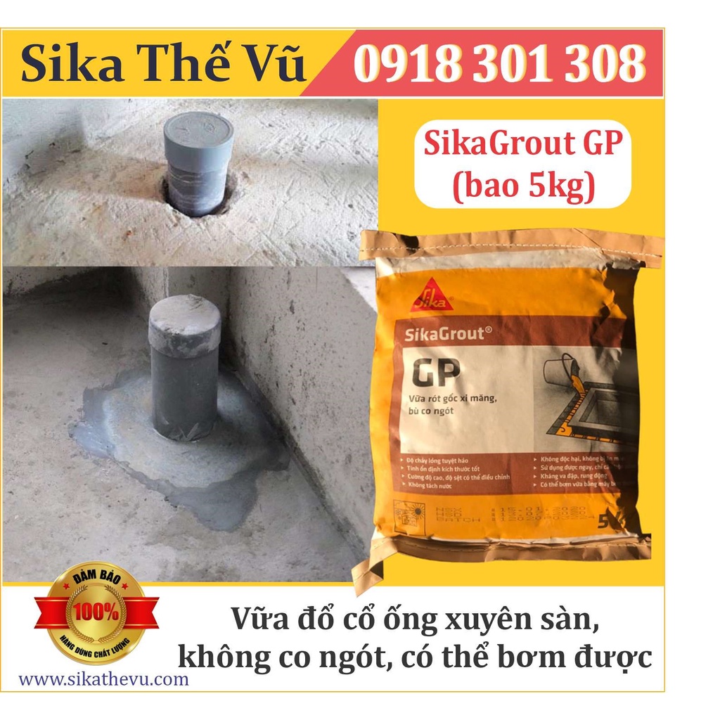 Sika - Vữa rót đổ cổ ống xuyên sàn Sika Grout GP (Bao 5kg) SIKA THẾ VŨ