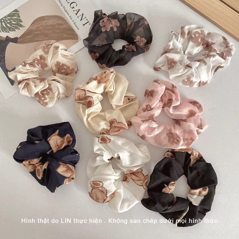 Scrunchies Cột Tóc LIN Hình Gấu Dễ Thương