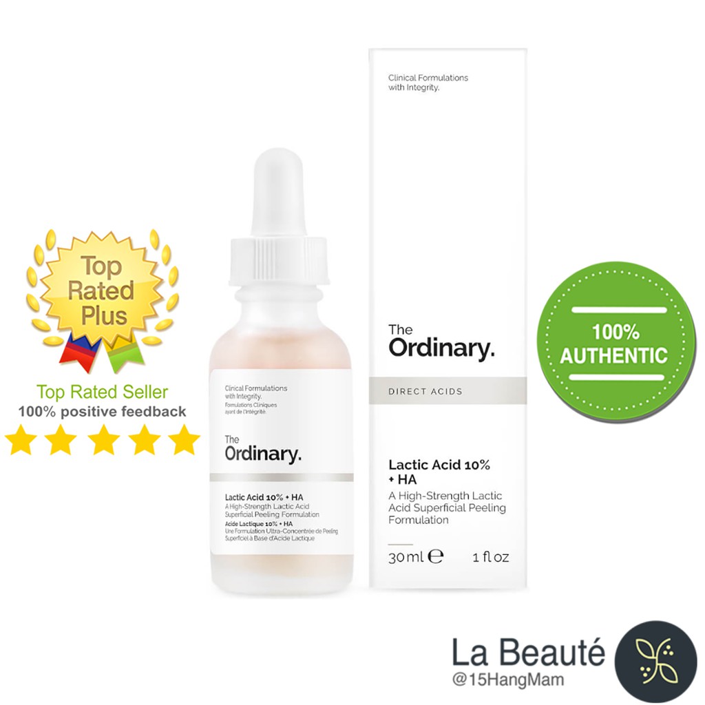 The Ordinary Lactic Acid 10% + HA - Serum Tẩy Da Chết, Giữ Ẩm, Xóa Bỏ Nhăn 30ml