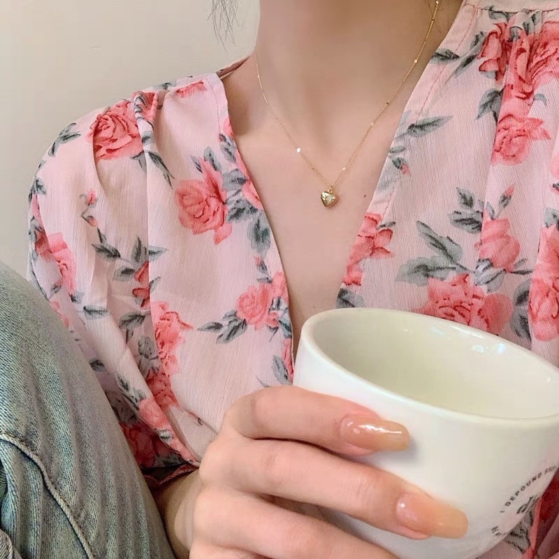 Vòng cổ Mặt Trái Tim Đơn Giản Phong Cách Hàn Quốc Mới Cho Nữ
