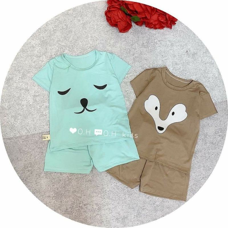 Bộ thun lạnh cộc tay K.WOO cho bé hình thú ngộ nghĩnh