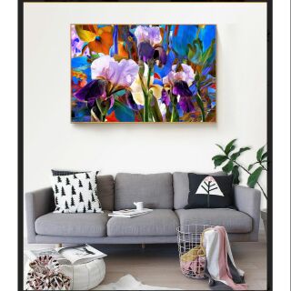 Tranh canvas hoa Diên Vỹ 60x90 kèm khung