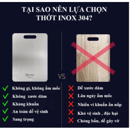 [ Sạch Sẽ] Thớt Thái Inox 304 Cao Cấp, Siêu Bền, Kháng Khuẩn Sạch Sẽ - Chống Ẩm Mốc