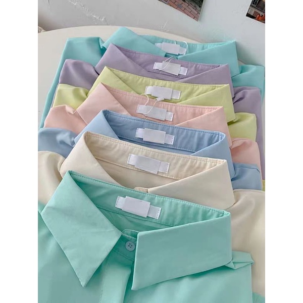 SƠ MI TAY DÀI MÀU PASTEL FORM RỘNG