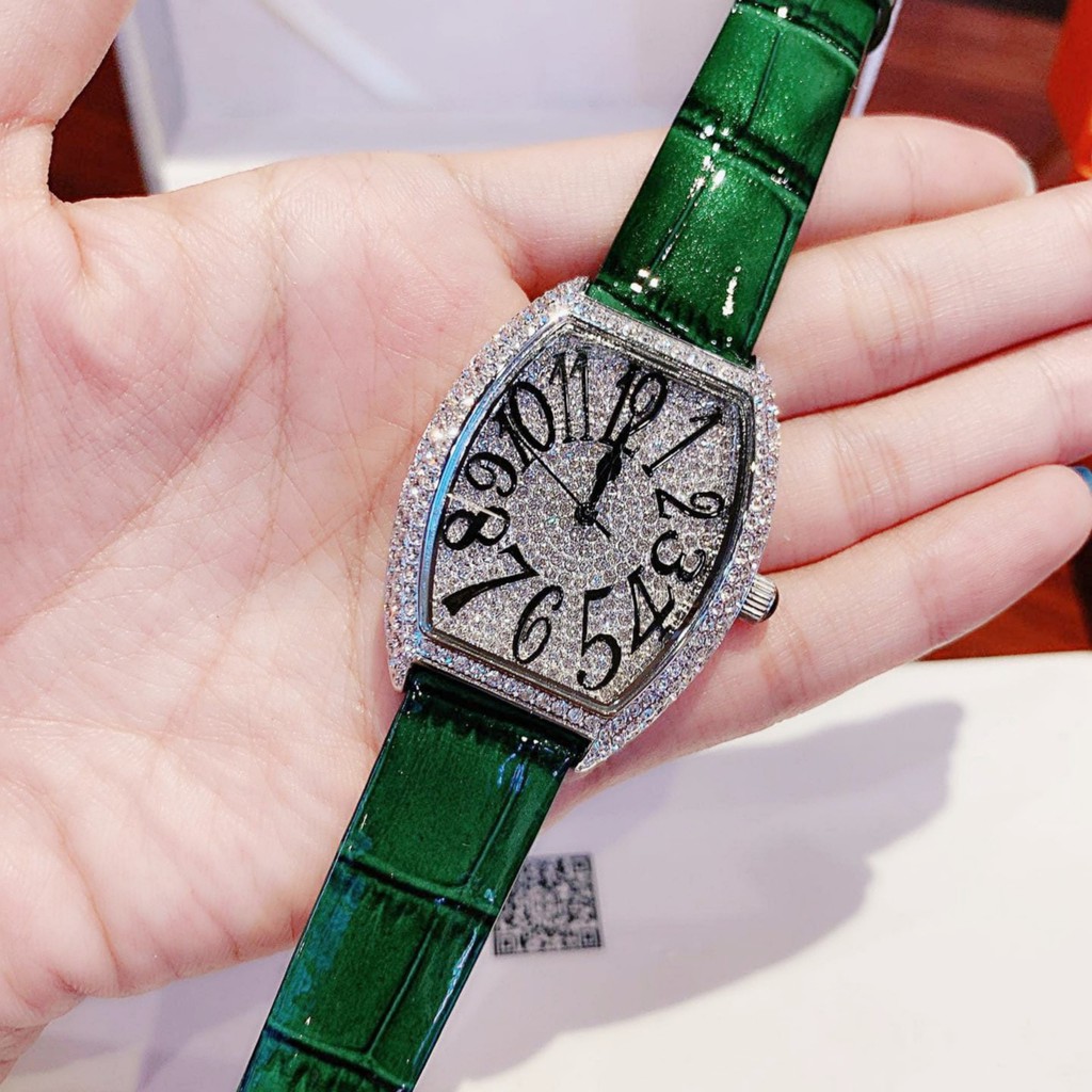 Đồng Hồ Davena Nữ Dây Da Xanh 36mm Silver Authentic