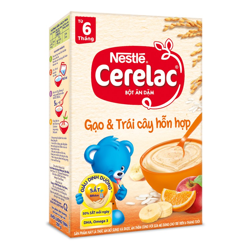 Bột ăn Nestle Cerelac vị ngọt đủ vị hộp 200gr