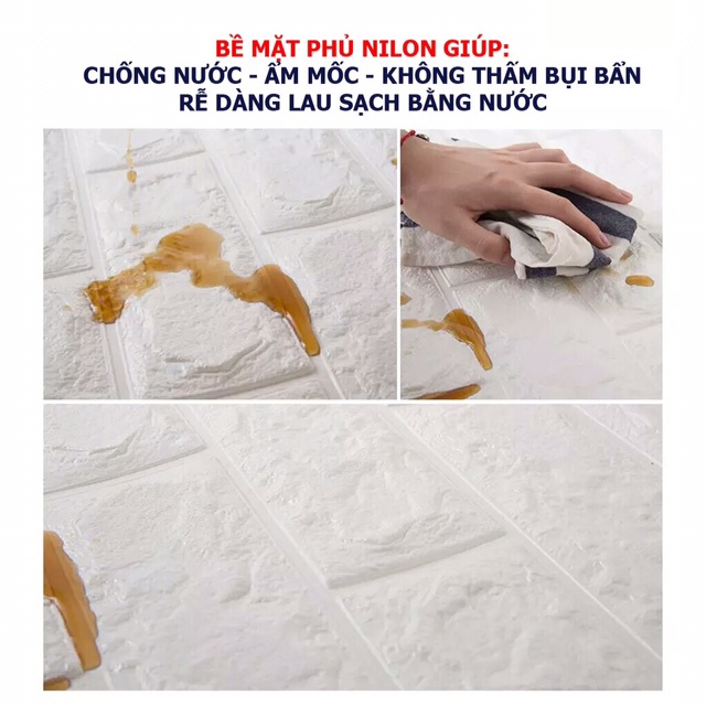 Xốp dán tường 3D giả gạch kt 70 x77cm nhiều màu