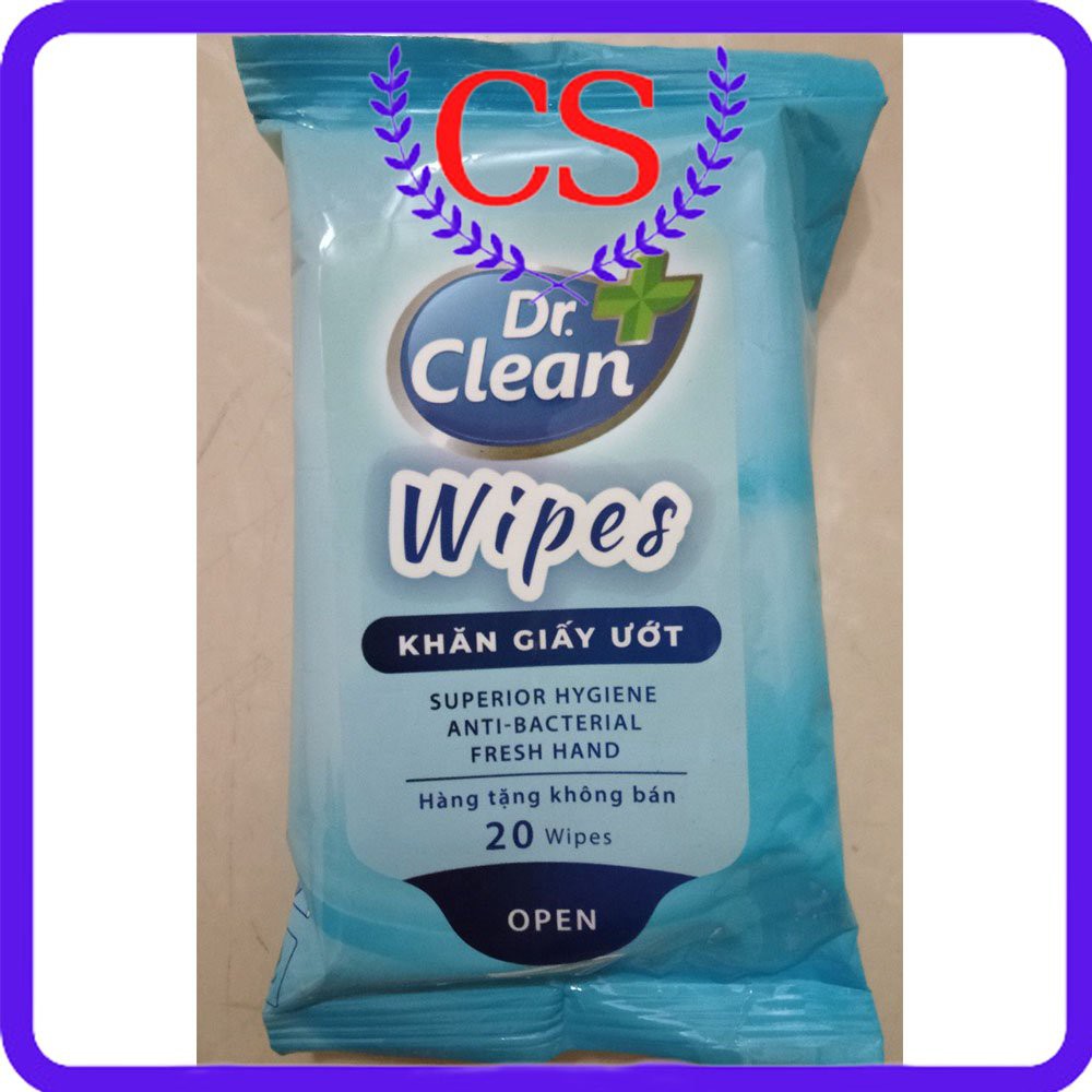 Khăn giấy ướt Dr.Cleaner gói 20 tờ (Hàng tặng của Dr Clean)