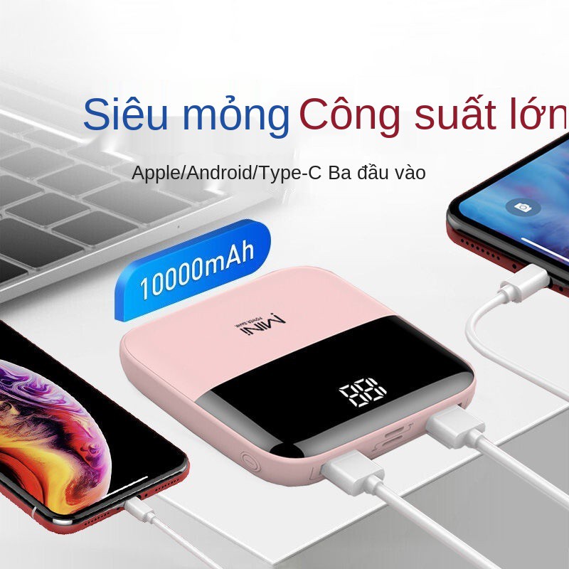 Pin dự phòng mini dung lượng cao 10000mAh, sạc nhanh và siêu mỏng Huawei OPPO Universal Apple