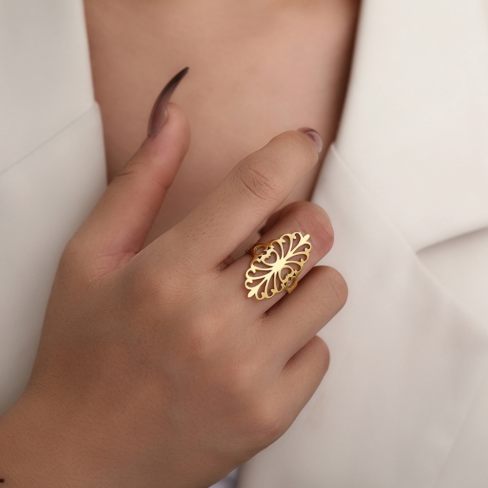 Nhẫn Inox Mạ Vàng Sang Trọng Phong Cách Bohemian