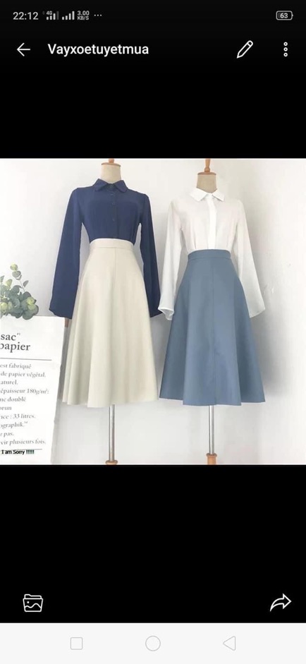 Chân váy xoè dáng dài 70cm chất liệu tuyết mưa