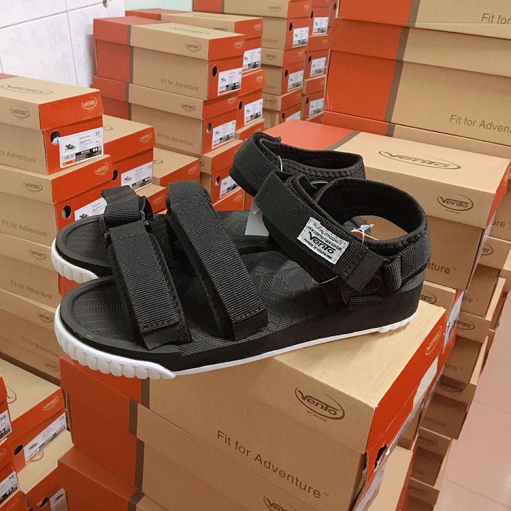 Giày Sandal Nam VENTO Đế Cao 3cm Dòng Unisex Cao Cấp Đế Cao Su Đúc 100% NV9801 BLACK