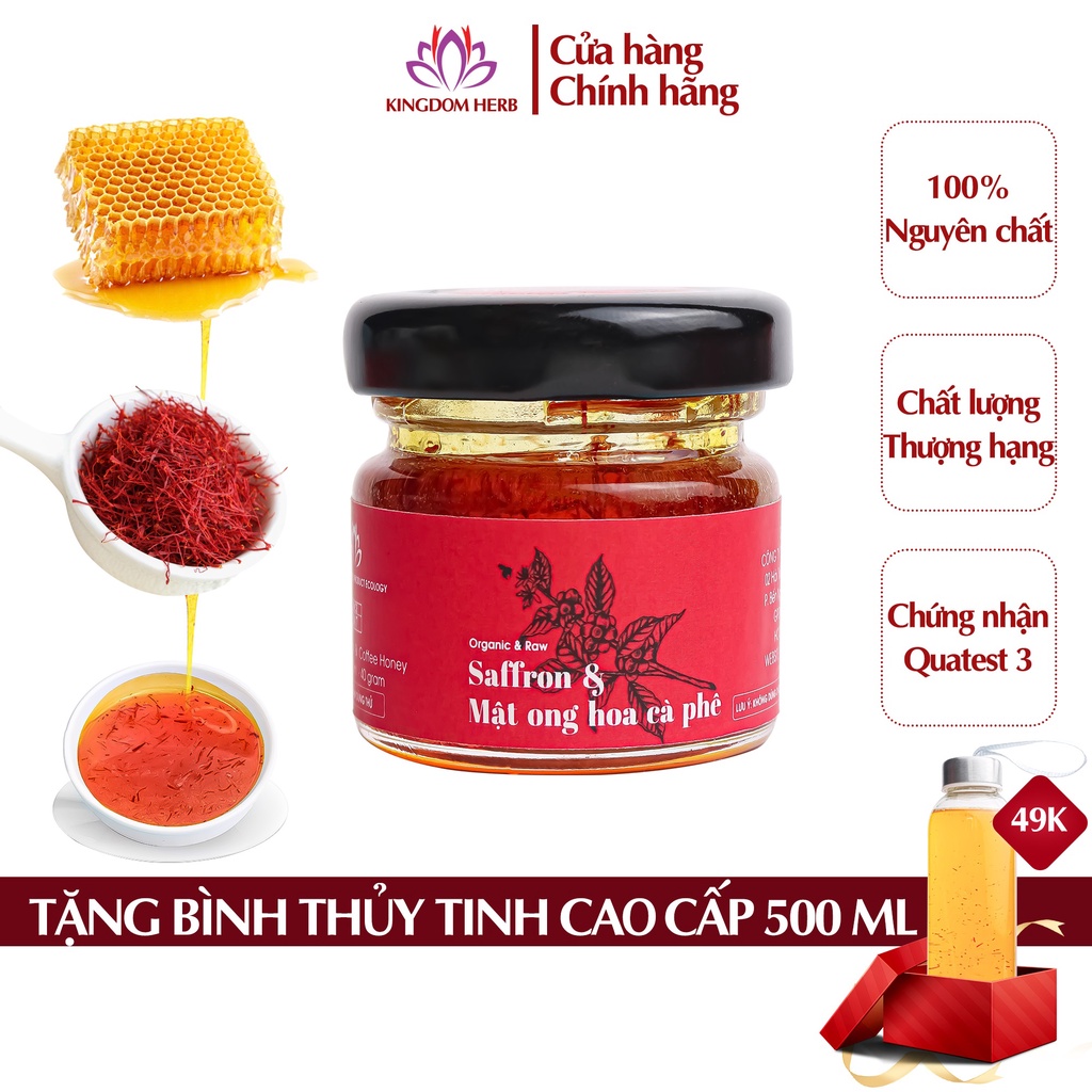 Saffron ngâm mật ong Kingdom Herb chính hãng, nghệ tây mật ong thượng hạng hộp 40g