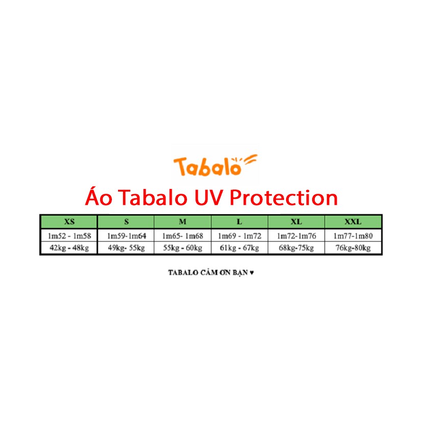 Áo Khoác Tabalo UV Protection Jacket - Áo 2 Lớp Chính Hãng Cản Gió, Trượt Nước Cực Tốt - 1 Đổi 1 Trong 7 Ngày