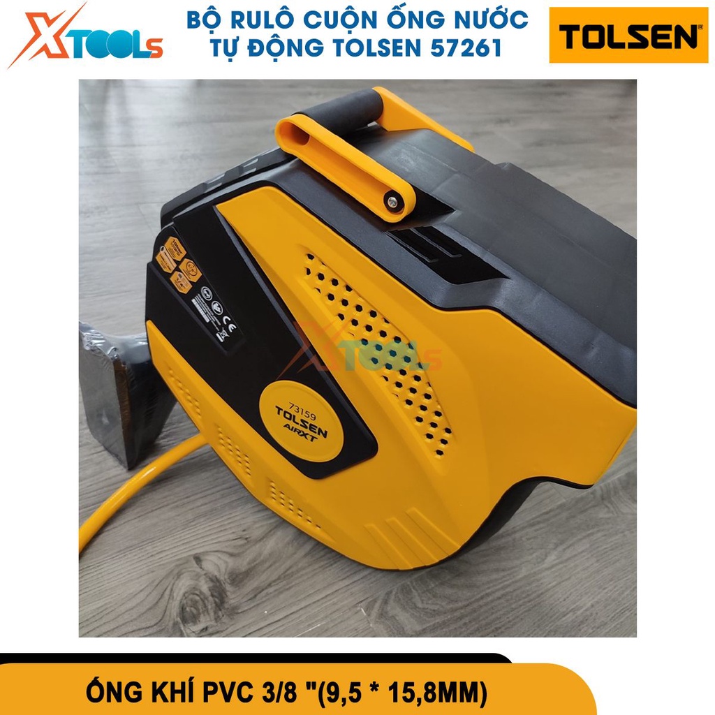 Bộ Rulô Cuộn Ống Nước Tự Động Tolsen 57261, kèm dây dài 15m, áp suất vòi 300psi, chất liệu nhựa [CHÍNH HÃNG][XTOOLS]