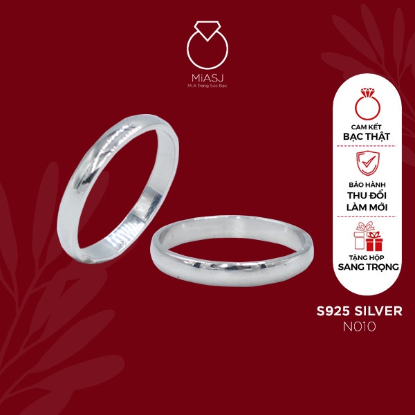 Nhẫn trơn nhẫn cặp nam nữ Bạc Ý S925 MiASJ N010