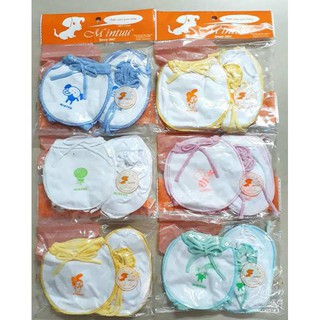 Combo 5 Set Bao Tay Chân Mintu Cột Dây, Màu Trắng Cho Bé Sơ Sinh