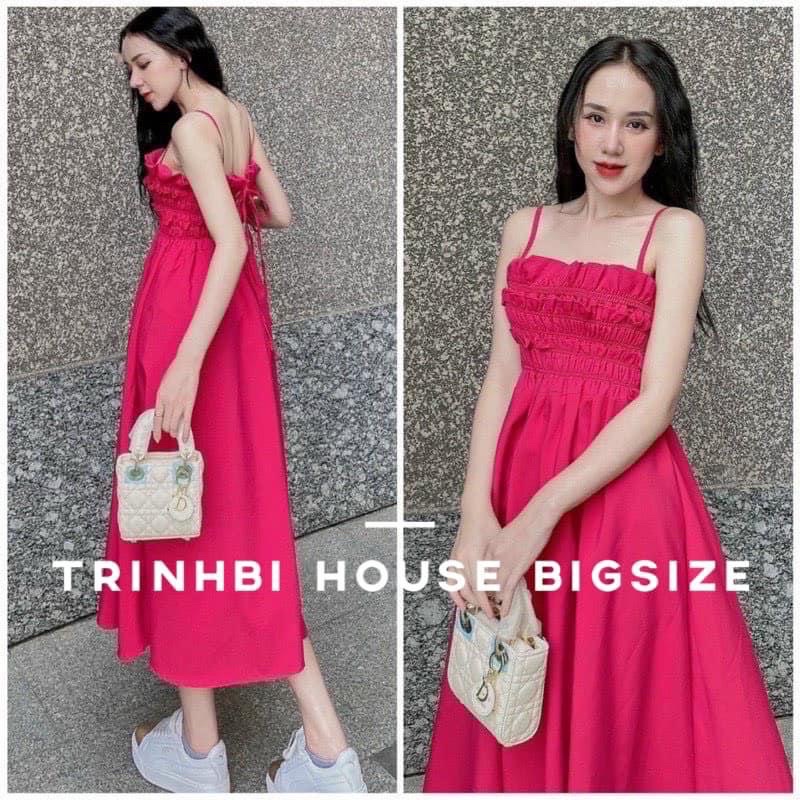 (SHOP BIGSIZE nữ 50kg đến ) đầm maxi đi biển dáng dài hai dây bánh bèo