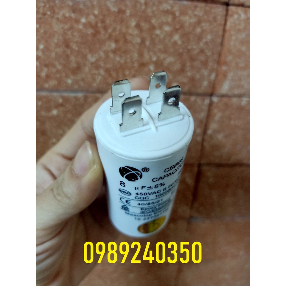 Tụ máy giặt, máy sấy 8uf loại cắm zắc 4 chân