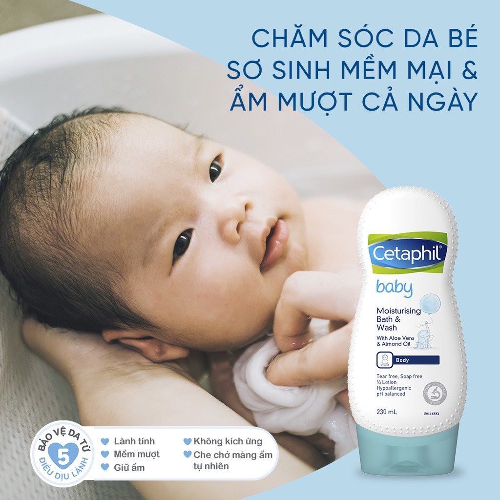 Sữa tắm gội dịu nhẹ cho bé Cetaphil Baby Gentle Wash &amp; Shampoo 230ml/chai